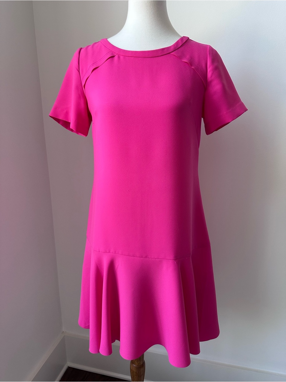 Banana Republic Hot Pink Flounce Ruffle Short Sleeve Drop Waist Short Dress